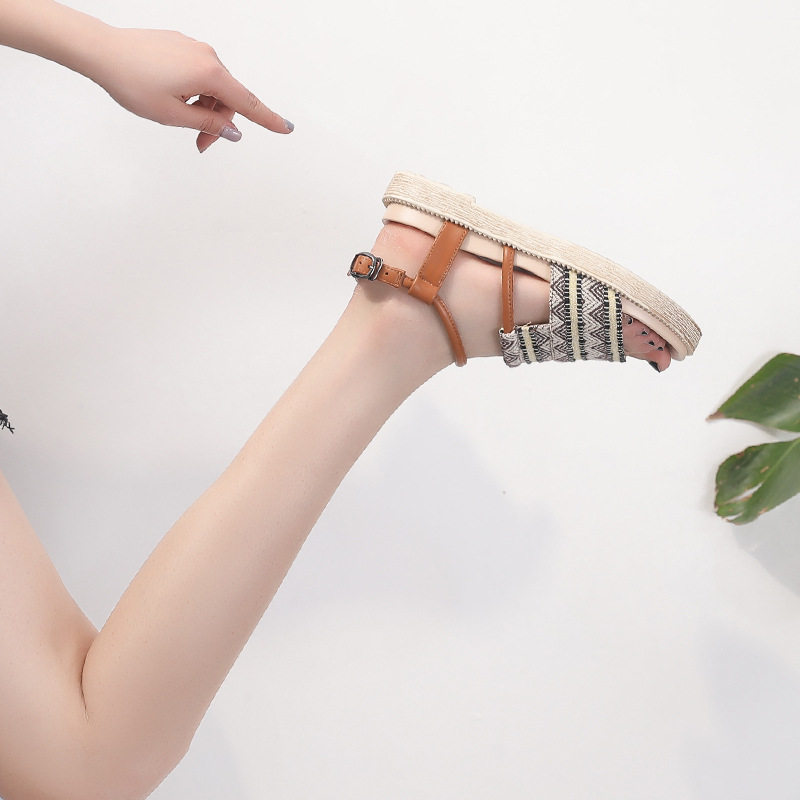 VS-6 2021新款凉鞋女外穿夏民族风露趾平底学生百搭韩版大码女鞋