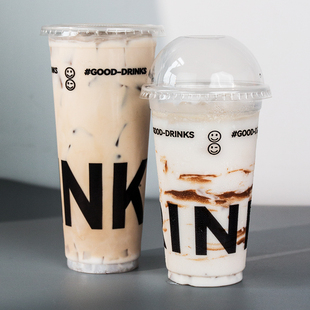 咖啡奶茶杯子500 700ml塑料果汁饮料冰粉一次性打包pp带盖冷饮杯