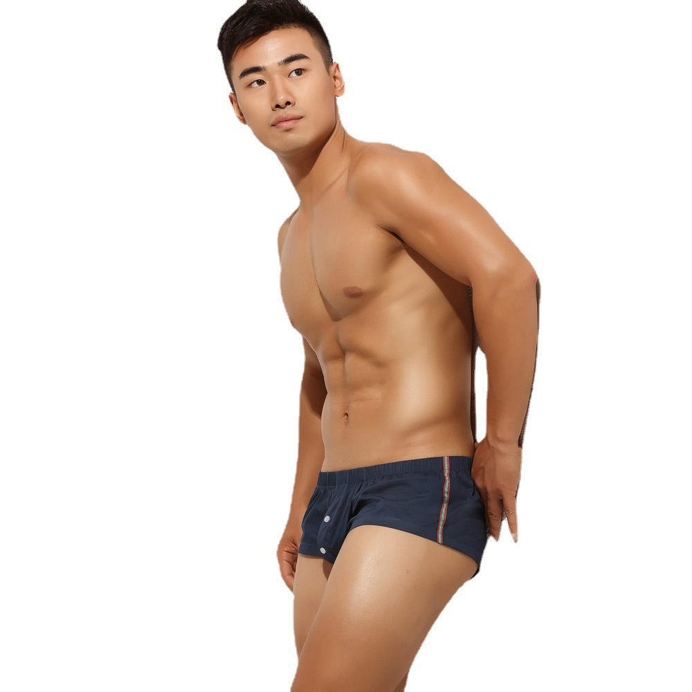 SEOBEAN希宾男内裤低腰家居裤时尚四角裤纽扣字母透气宽松220502