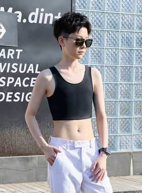 JSBOY套头束胸束胸竹炭高弹透气平整无配件COS短款帅特塑身内衣