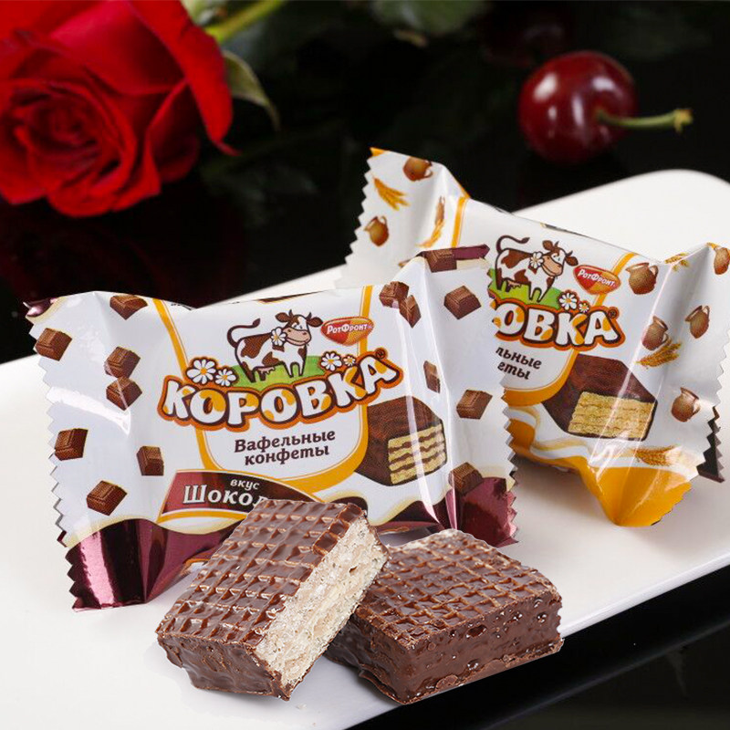 俄罗斯小牛威化巧克力饼干进口kopobka原装250g*2袋混合装零食