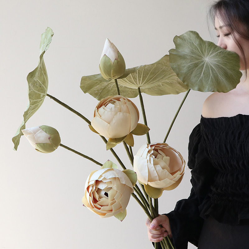 米子家居侘寂风干花荷花莲花花束