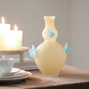 米子家居艺术感葫芦摆件女领导办公室蝴蝶花瓶家居好物餐边柜装 饰