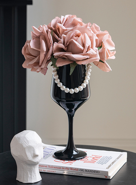 湿感玫瑰轻奢仿真花假花客厅花艺摆件餐桌高档装饰品花卉摆设花束