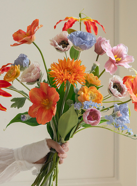 米子家居心想事橙花束仿真花毕业礼物送女生插花手捧花卉假花摆件