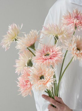 米子家居拉丝菊仿真花假花摆设客厅花卉仿生花湿感小雏菊餐桌花艺