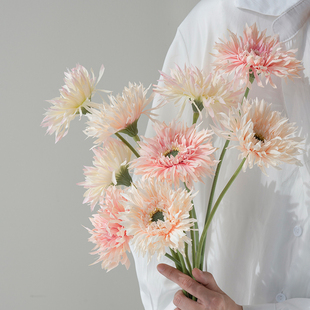 米子家居拉丝菊彷真花假花摆设客厅花卉彷生花湿感小雏菊餐桌花艺