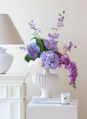 米子家居紫色蝴蝶兰绣球假花仿真花摆设手捧大花束装饰花场景布置
