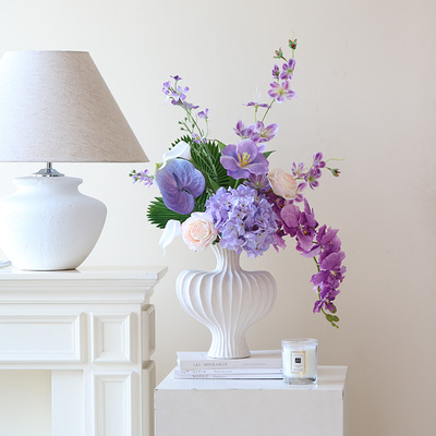 米子家居紫色蝴蝶兰绣球仿真花