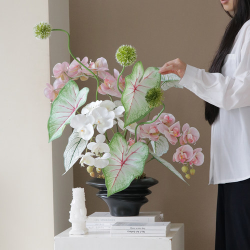 米子家居蝴蝶兰仿真绿植盆栽摆件