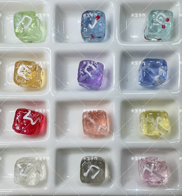 韩国定制透色猫眼mini音符方块手机链包挂配件178