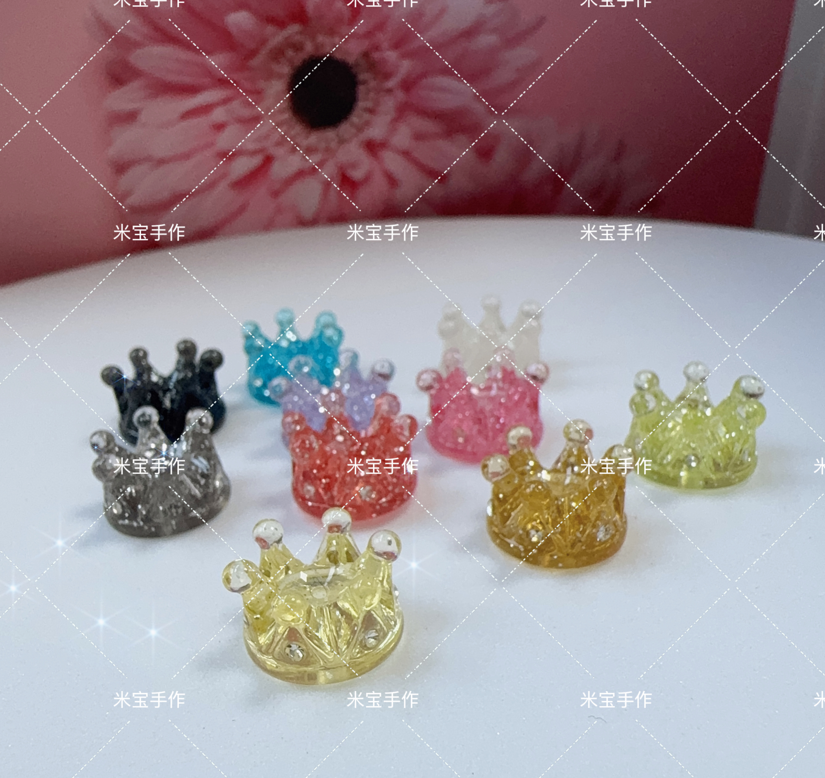 【满百包邮】韩国定制果冻细闪涂色小皇冠手机链包挂配件197