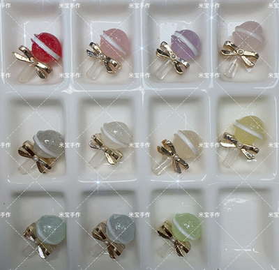 细闪双面合金蝴蝶结珍珠棒棒糖手机链包挂配件113