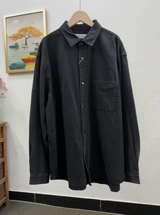 日单纯棉牛仔衬衫女黑色男女同款设计感小众高端休闲叠穿牛仔衬衣