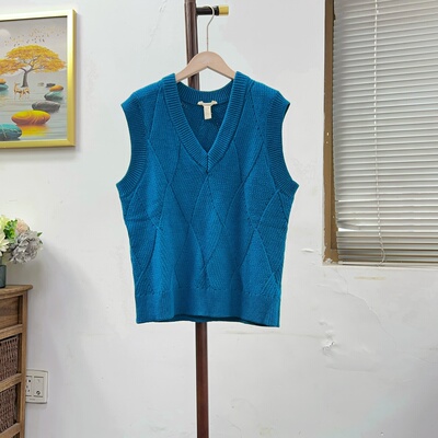 特价纯元绵羊毛蚕丝针织马甲背心女秋冬新款v领毛衣无袖内搭叠穿