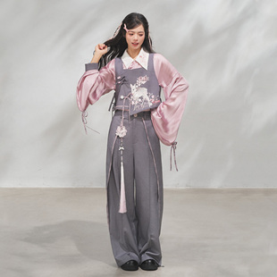 造镜集【灰调樱律】春比甲琵琶袖汉元素上衣马面裙国风阔腿裤套装