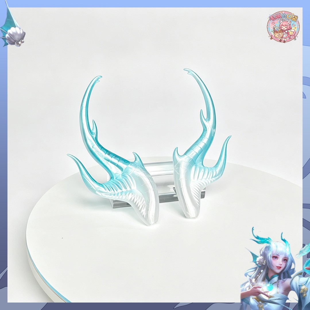 王者荣耀西施龙角cos头饰发饰游龙清影cosplay道具透明 3d打印