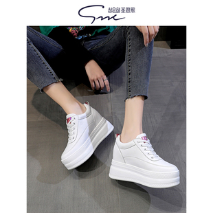 9cm内增高小白鞋 休闲鞋 女2025新款 时尚 小个子百搭松糕鞋 圣恩熙
