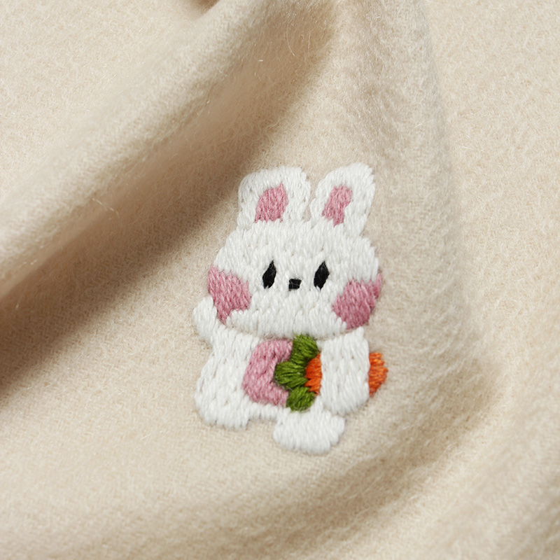 樱美可爱小动物山羊绒围巾高端手工刺绣女秋冬情侣百搭高级感礼物