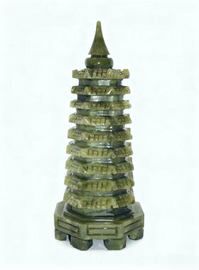 天然玉石雕刻文昌塔玉器工艺品摆件十三层文昌塔书桌九层