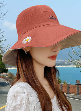 小雏菊渔夫帽女潮牌双面夏季薄款