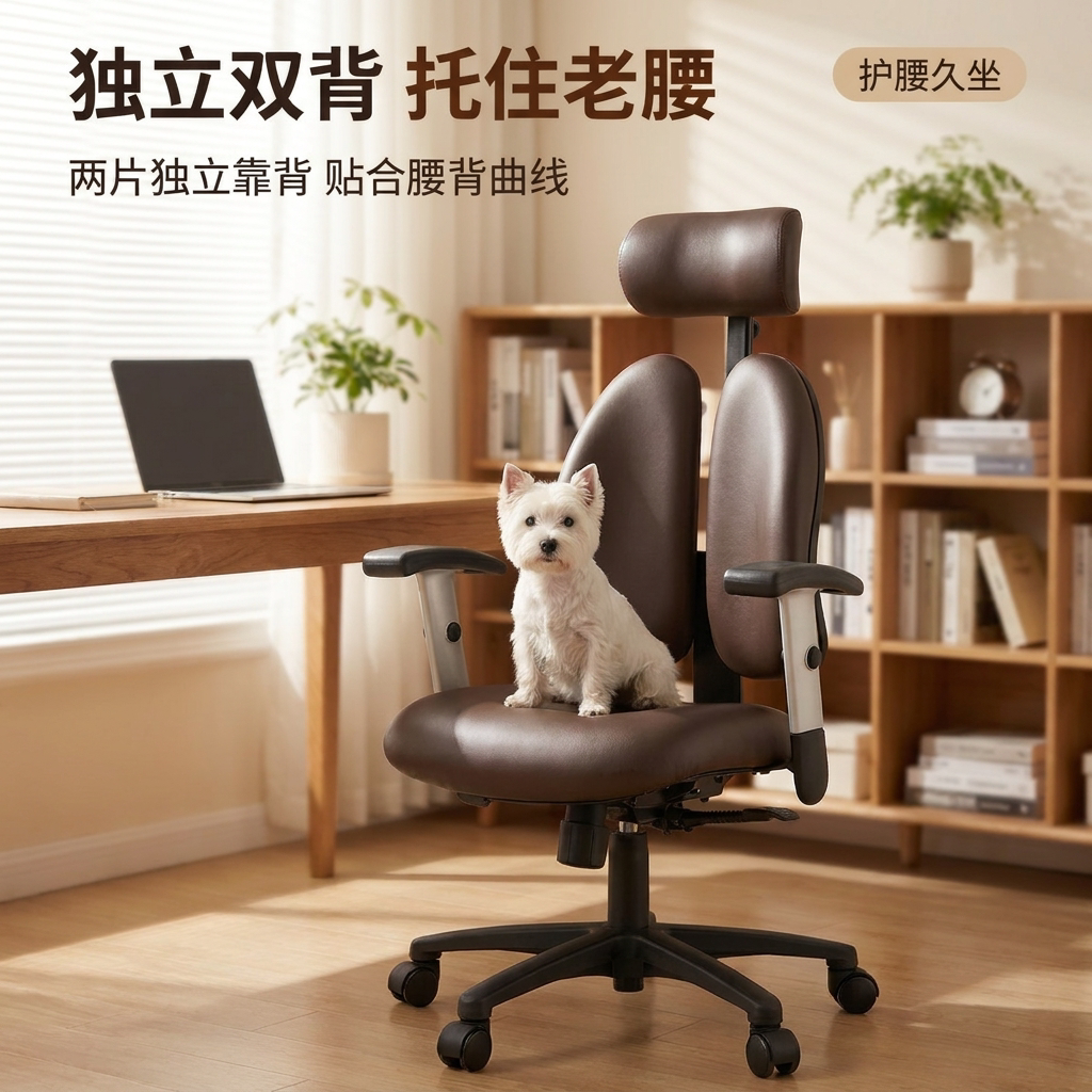 高端双背椅人体工学办公椅子护腰图片