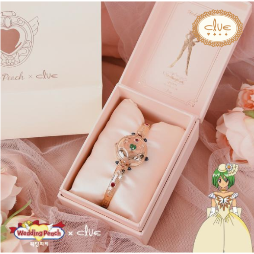 婚纱小天使clue合作款正版手表女可爱数字金属石英防水镜面电子表