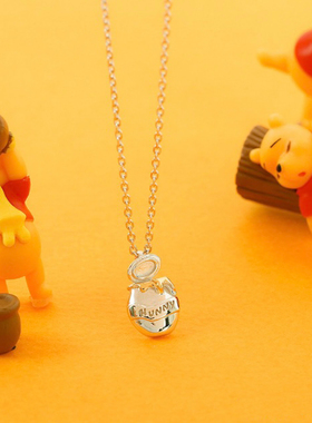 正品联名迪士尼维尼小熊银项链