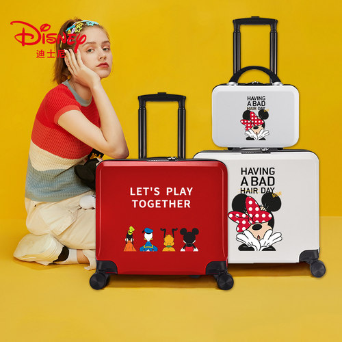 迪士尼可坐骑万向轮拉杆箱赠箱套