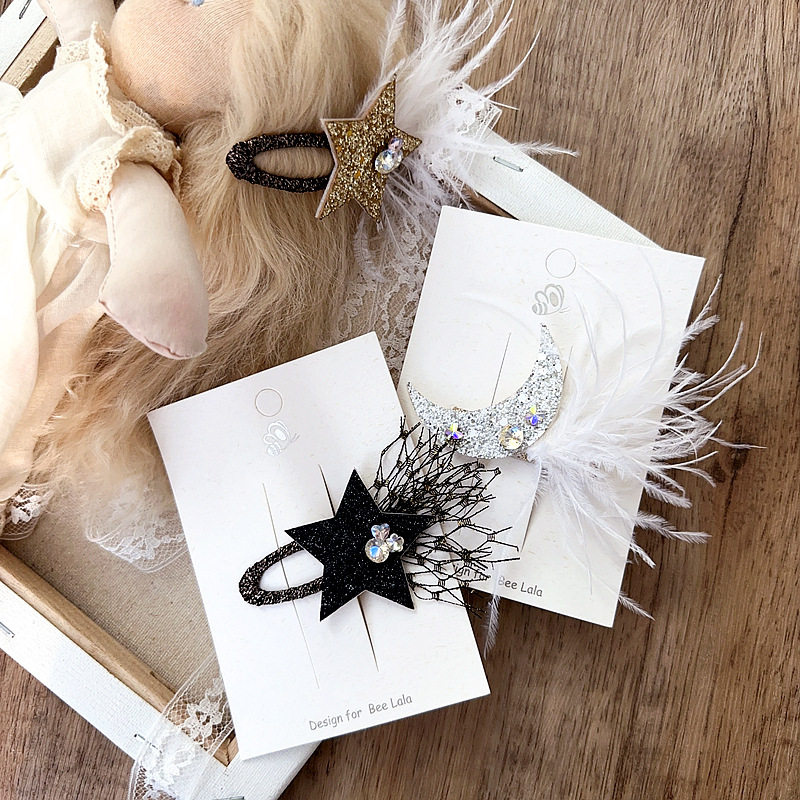 新款ins风气氛可爱亮片星星月亮羽毛儿童压夹BB夹流海夹发饰头饰,童装/婴儿装/亲子装,发饰,淘宝优惠券,粉丝福利购,淘宝优惠卷