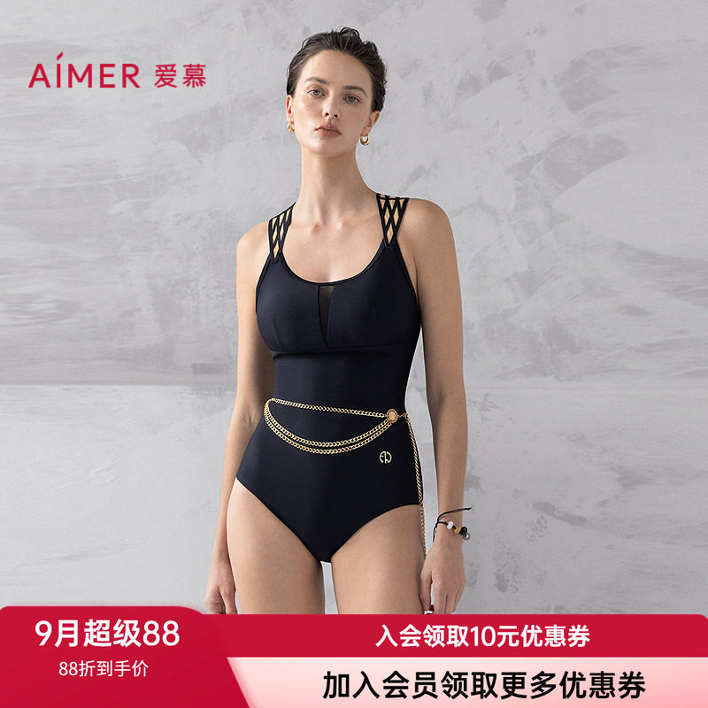 爱慕女士聚拢美背连体泳衣