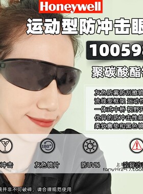 霍尼韦尔1005985/1005986黑色镜框透明镜片带眼镜绳防冲击护目镜