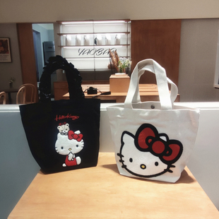 日本HelloKitty帆布包女手拎小包购物袋休闲可爱学生手提包便当包