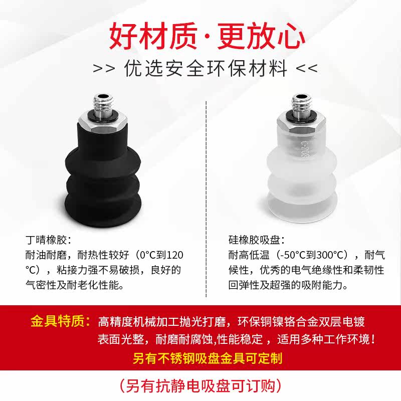 M-PE15CMS三层真空吸盘M-PE10/PE18/PE20CMS/CMN带外牙M5基座螺丝