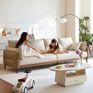 林氏家居小户型简约奶油科技布沙发客厅意式极简风林氏木业BS103