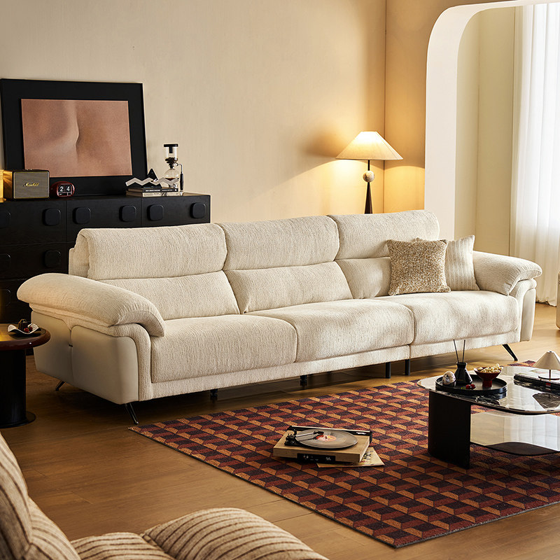 林氏家居可拆洗雪尼尔布艺沙发客厅2026新款中古风直排沙发家具