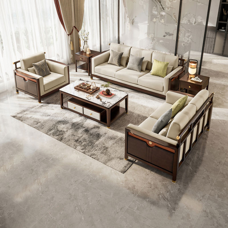 林氏家居新中式家具轻奢实木沙发白蜡木沙发客厅2026新款木质沙发