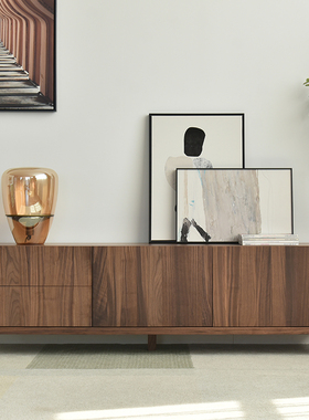 vima 朝暮/ 现代意式简约轻奢黑胡桃木全实木设计师可定制 电视柜