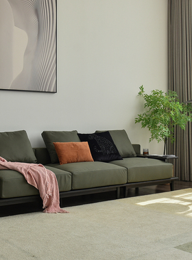 vima 实木布艺沙发 意式极简黑巧轻法式羽绒组合直排双人三人沙发