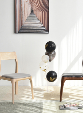 vima维玛 月下 / 北欧现代简约白蜡木黑胡桃木皮革设计师实木餐椅