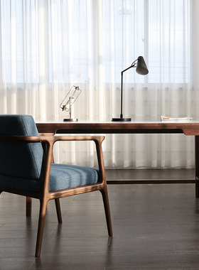 现代简约全实木隐藏储物可走线书桌 定制白蜡木胡桃木原木工作台