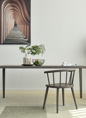 vima实木餐桌莫兰迪水泥灰色白蜡木全实木长餐台意式轻奢简约现代