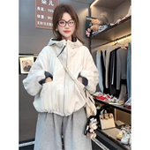 WHISPER 25AW小众潮牌联名格子拼接夹棉加厚休闲连帽棉衣外套女