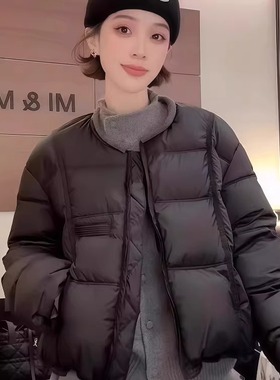 WHISPER*25AW小众潮牌联名时尚百搭保暖白鸭绒短款圆领羽绒服