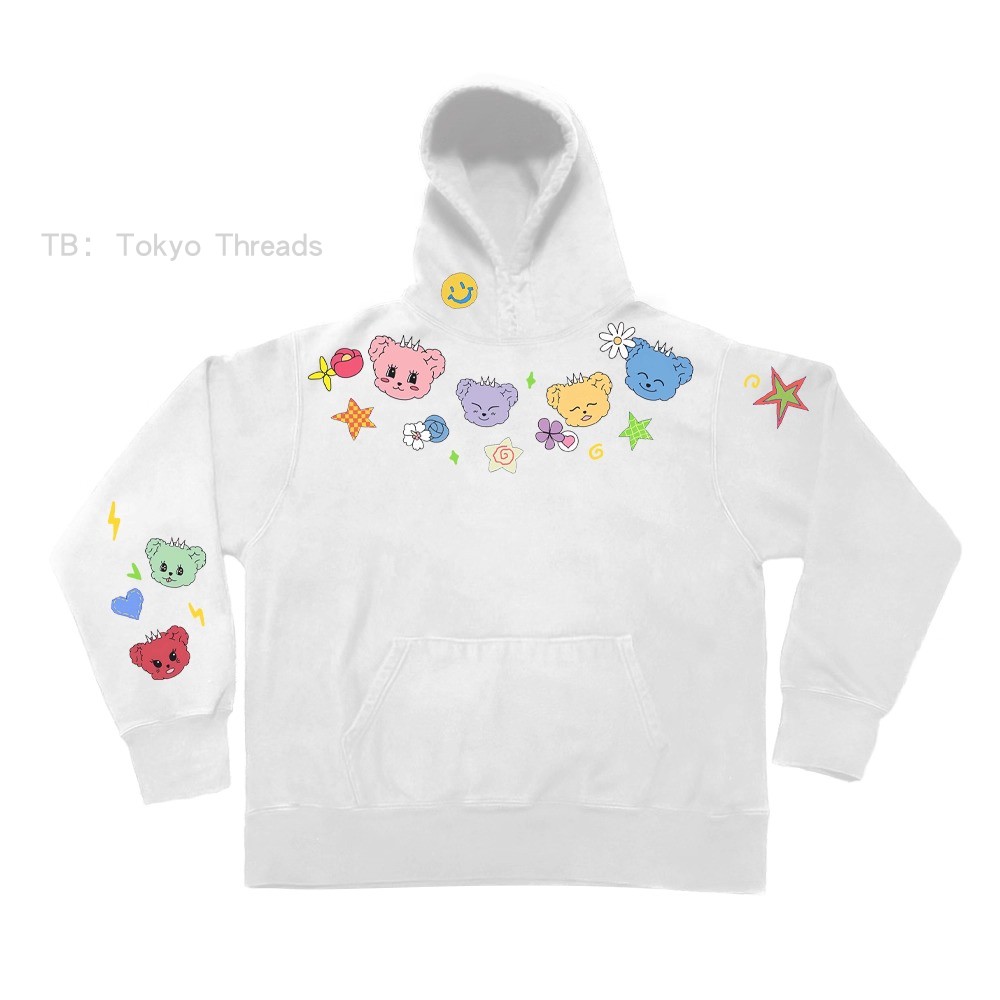 WHISPER*25AW小众潮牌联名可爱卡通小熊印花宽松连帽卫衣