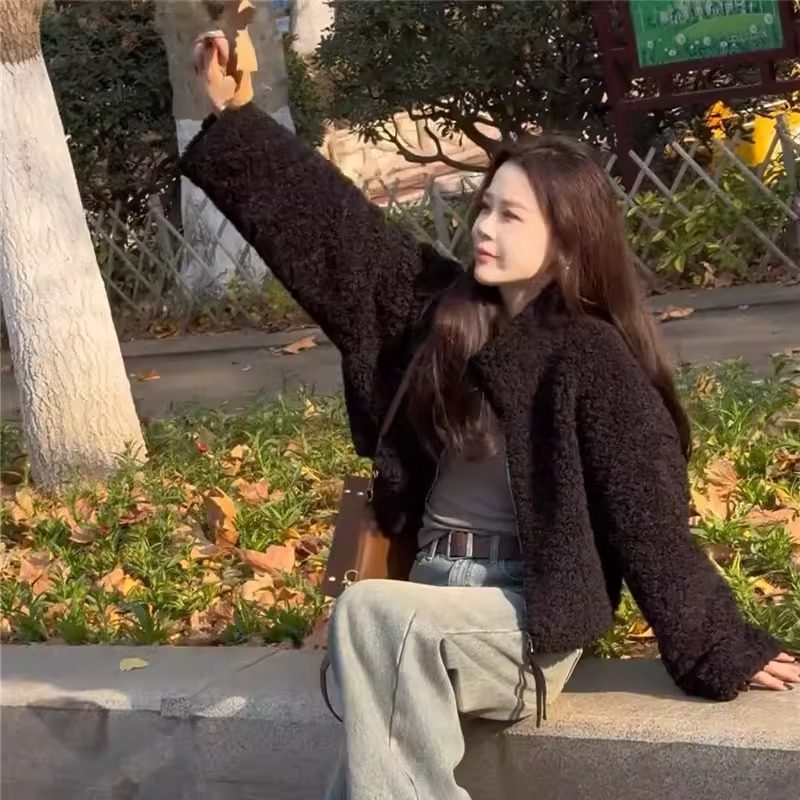 WHISPER*25AW小众潮牌联名加厚保暖百搭休闲皮毛一体短款外套女,男装,秀禾服,淘宝优惠券,粉丝福利购,淘宝优惠卷