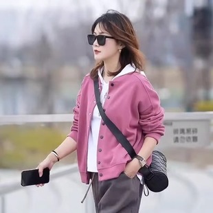 WHISPER 25AW小众潮牌联名休闲百搭单排扣圆领棒球服外套女