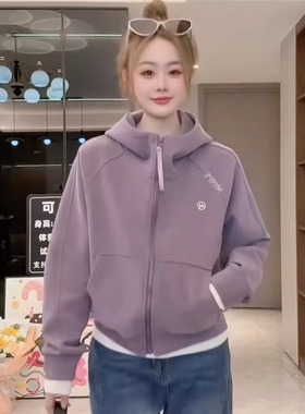 WHISPER*25AW小众潮牌联名时尚洋气休闲短款连帽字母刺绣卫衣外套