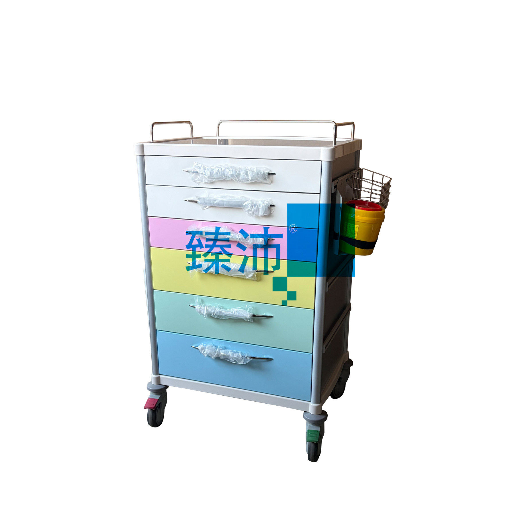 臻沛医用铝合金送药车豪华型定制带书写台鼠标键盘托多功能治疗车