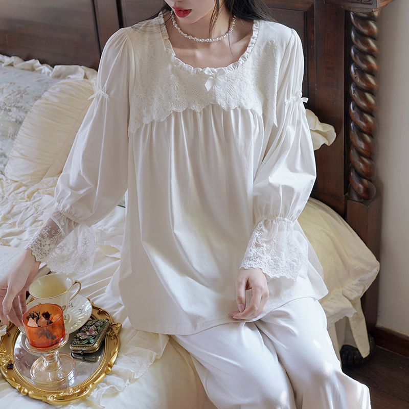 宫廷公主风睡衣女春秋甜美家居服